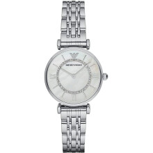 Emporio Armani Gianni T-Bar Ladies Watch AR1908 - Mother-of-Pearl Mosaic Dial, Rose-Gold Seven-Link Bracelet, 32mm, 30m WR, Quartz - New with Tags