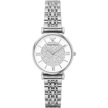 Emporio Armani Ladies Gianni T-Bar AR1925 Watch - 32mm Stainless Steel, White Dial, Quartz, 30m Water Resistant