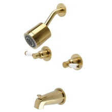 Kingston Brass KBX8147DPL Paris Two-Handle Tub & Shower Faucet, Brushed Brass