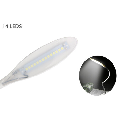 USB Rechargeable 14 LED Light Adjustable Clip-On Reading Book Lamp 1
