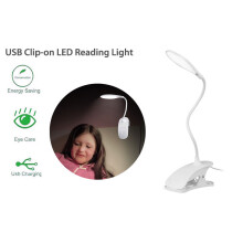 USB Rechargeable 14 LED Light Adjustable Clip-On Reading Book Lamp
