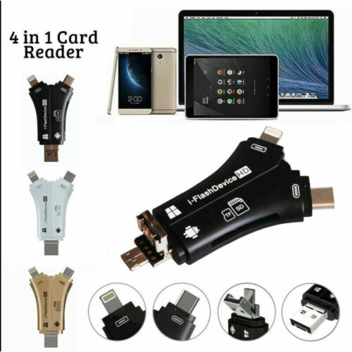 (White) 4in1 i-Flash USB Drive Micro TF Memory Card Reader 2