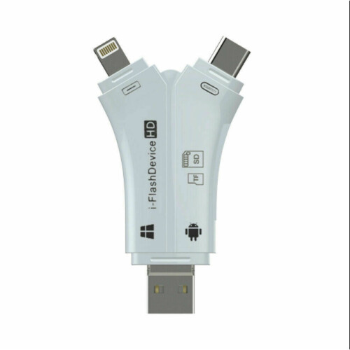 (White) 4in1 i-Flash USB Drive Micro TF Memory Card Reader