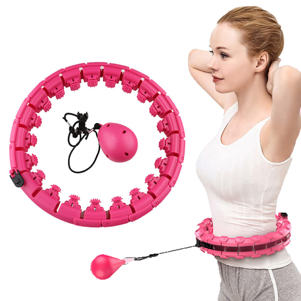 (rose) Fitness Sport Hoop Smart Adjustable Waist Exercise Gym 