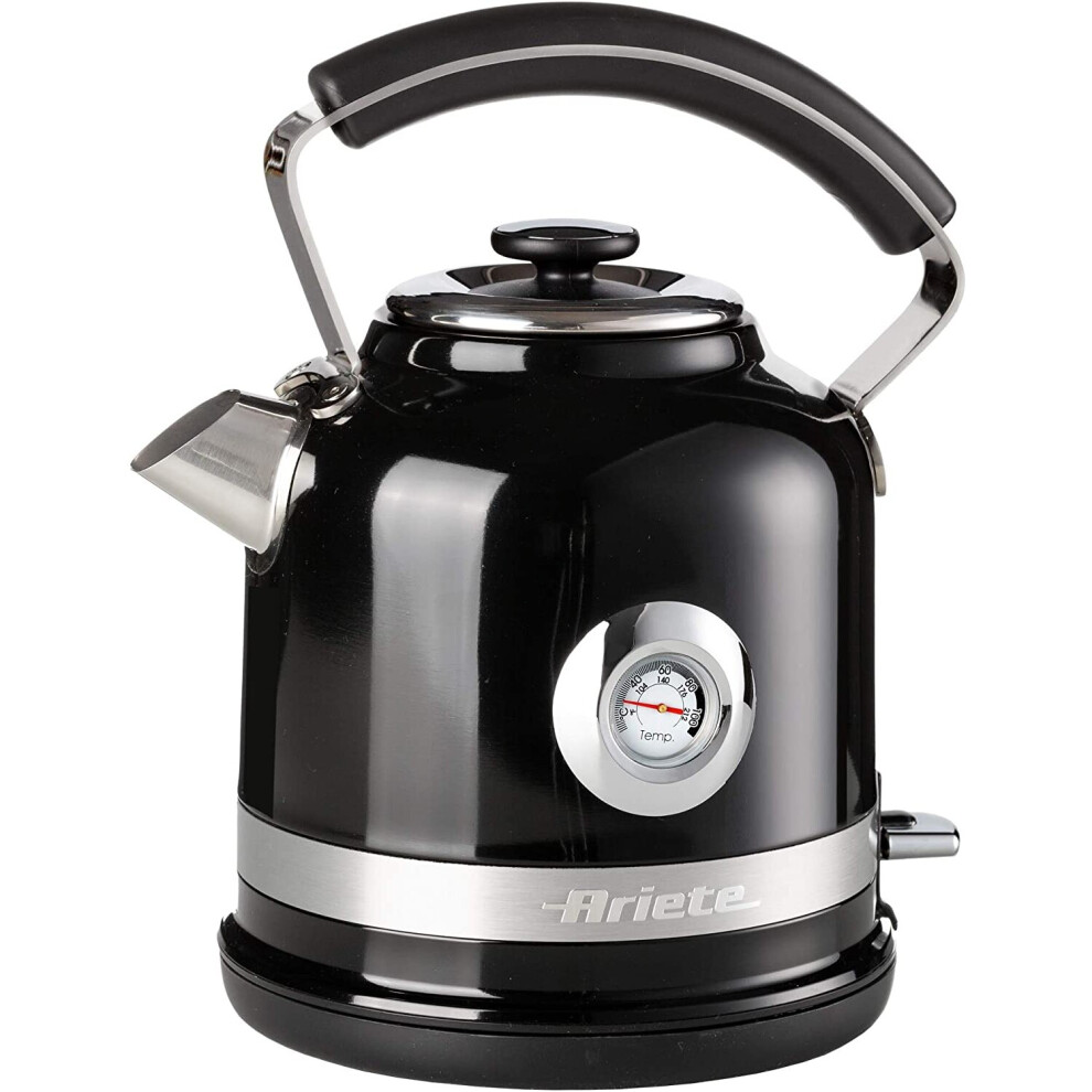 Ariete 2854B Moderna Cordless Electric Kettle, Stainless Steel Body, 1.7 Litre Capacity, Black