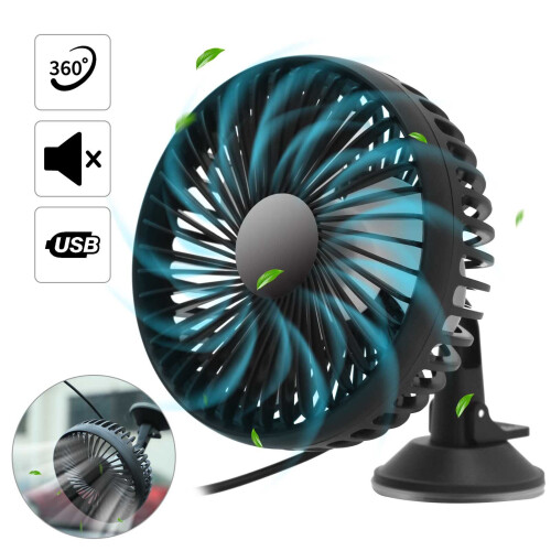 Portable USB Fan Suction Cup Variable Speed Cooling Air Cooler Car Home Office