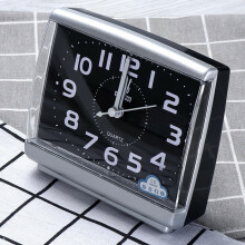 (Black) Night Glow Alarm Clock Quartz Large Number Bedside Silent No Tick Wake Up Clocks
