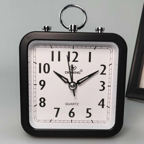 (Black) Easy To Read Travel Display Alarm Clock Small Non Ticking Bedside Silent Time