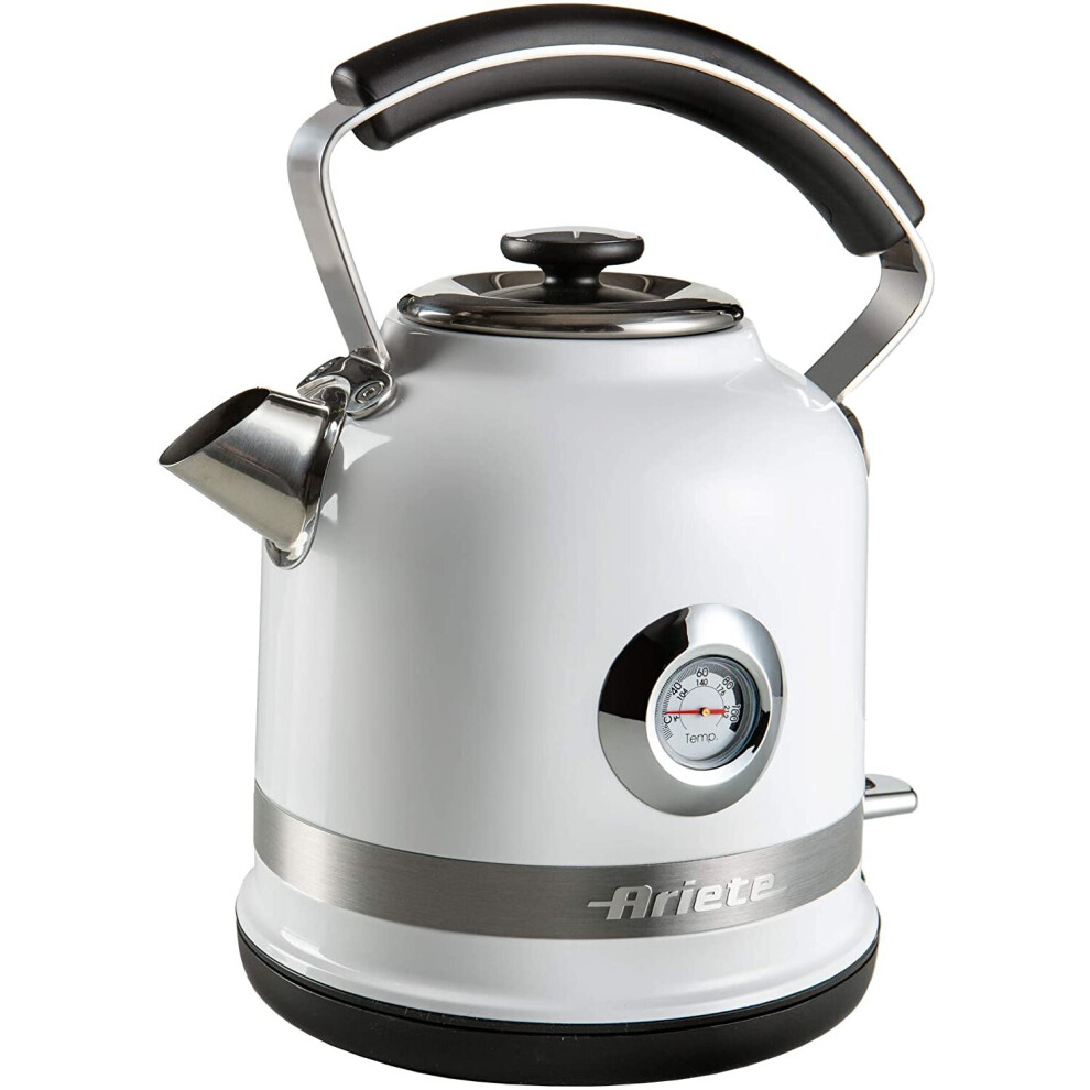 Ariete 2854W Moderna Cordless Electric Kettle, Stainless Steel Body, 1.7 Litre Capacity, White-image-OPC-P6WVFYM-NEW