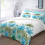 (Lily Teal, Double) Printed Lily Duvet Cover Set with Pillow Case 1