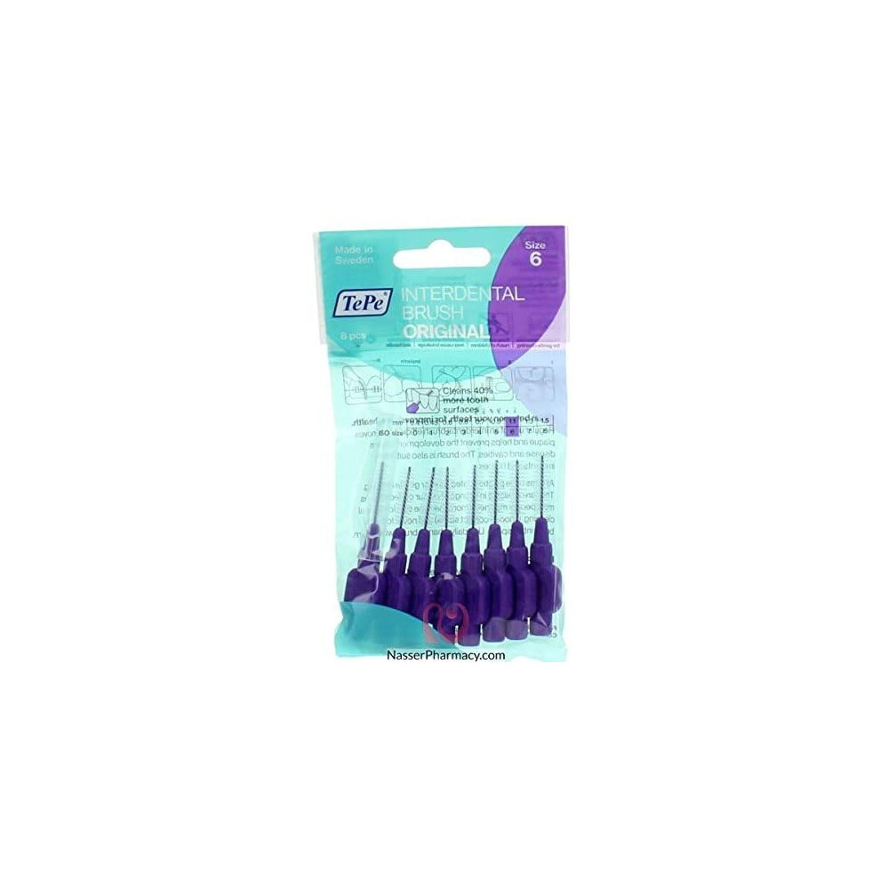 2 x TePe Interdental Brushes Original Purple 8 Brushes Dental Floss & Flossers