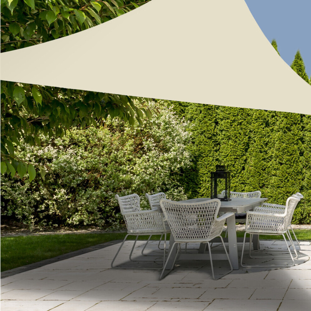 (Triangle-Cream) Outdoor Garden Canopy UV Sun Shelter Shade Sail