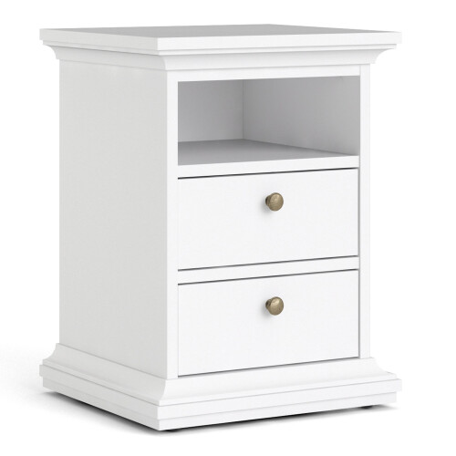 Bedside 2 Drawers in White 1