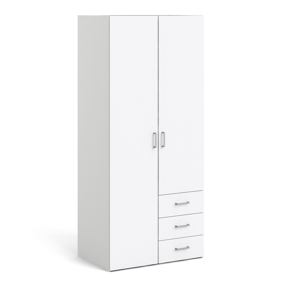 Wardrobe with 2 doors + 3 drawers (175) White