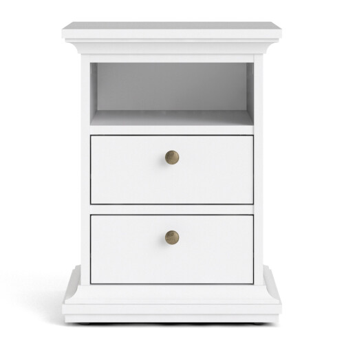 Bedside 2 Drawers in White 2