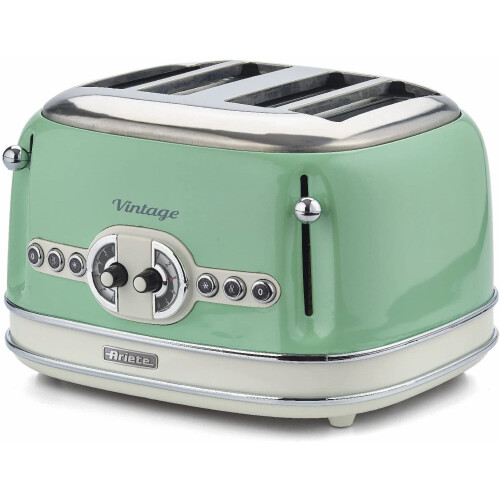 Ariete Ariete 0156/04 Retro Style 4 Slice Toaster with 2 Slice Control, Green