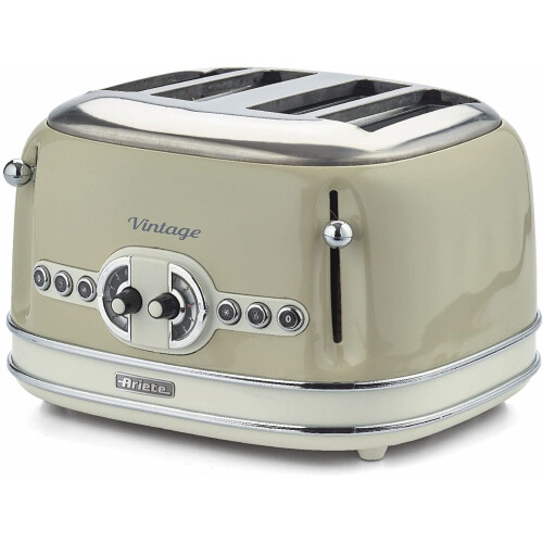 Ariete Ariete 0156/03 Retro Style 4 Slice Toaster with 2 Slice Control, Cream