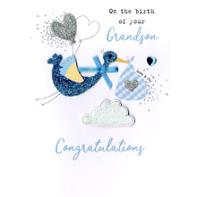 New Baby Grandson Irresistible Greeting Card Embellished Cards