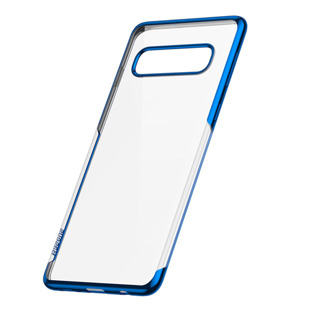 Plating Transparent Shockproof Soft Tpu Back Cover Protective Case For Samsung Galaxy S10 Plus / S10+ Color Blue 840079093646