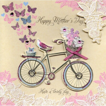 Pretty Bicycle Hand-Finished Happy Mother's Day Card Elegance Greeting Cards