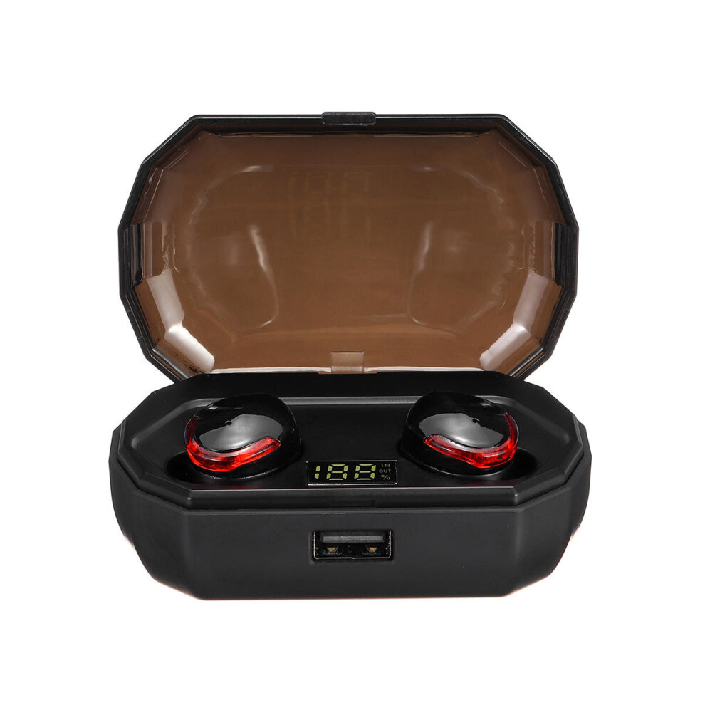 [Bluetooth 5.0] True Wireless Earbuds Tws Stereo Bilateral Calls Ipx7 Waterproof Earphone Headphones With 2000Mah Charing Box Power Bank Black 840079091901