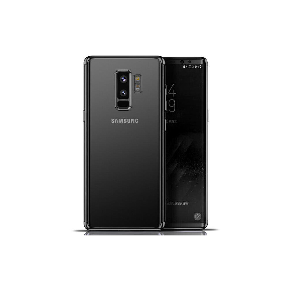 2Pcs Plating Clear Transparent Soft Tpu Case For Samsung Galaxy S9 Plus Color Black 840079120519