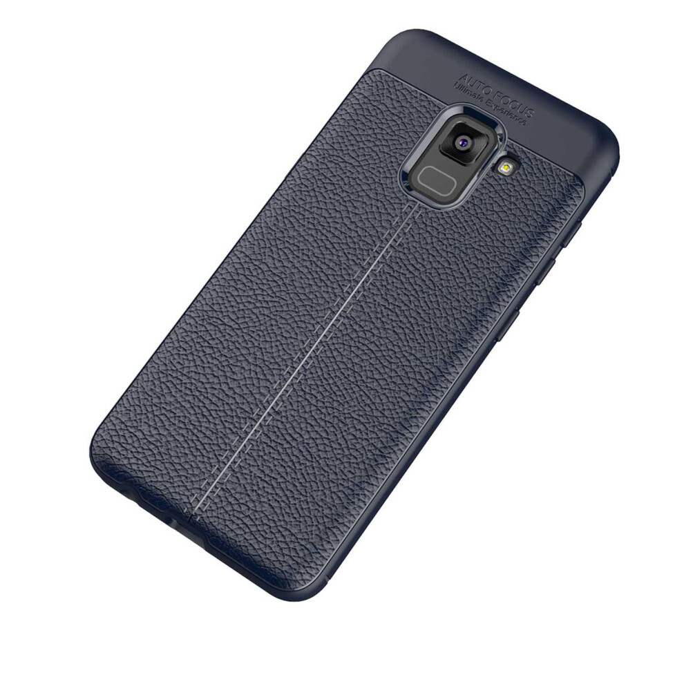 Anti Fingerprint Soft Tpu Litchi Leather Case For Samsung Galaxy A8 2018 Color Blue 840079120625