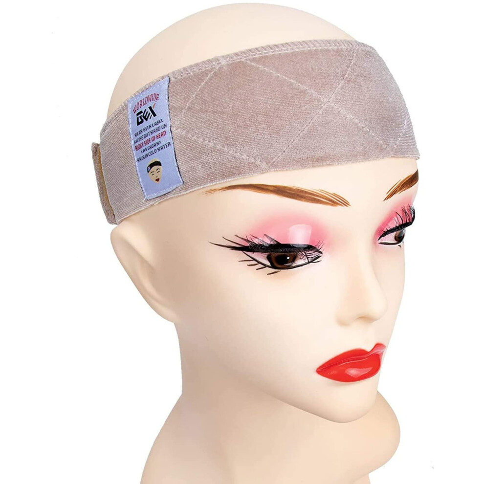 Gexworldwide Gex Beauty Flexible Velvet Wig Grip Scarf Head Hair Band (Beige) Cream,Brown