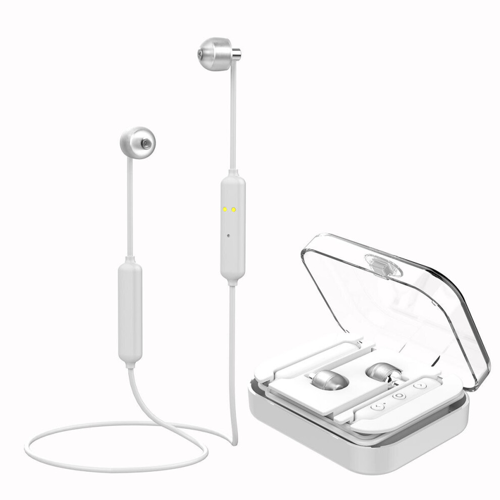 [Bluetooth 5.0] Hifi Wireless Bluetooth Earphone Magnetic Adsorption Stereo Sports Headphone With Mic With Chariging Box Color White 840079137173