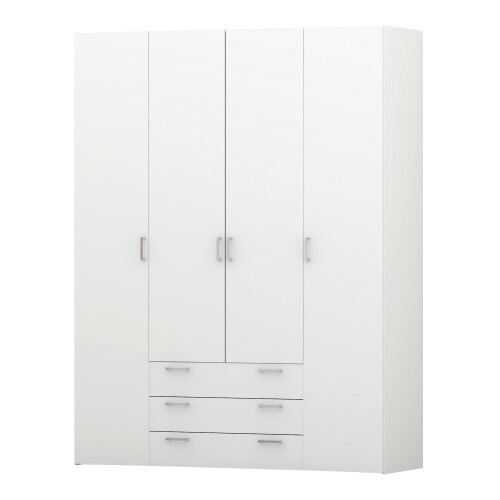 Wardrobe - 4 Doors 3 Drawers in White 2