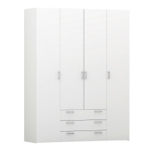 Wardrobe - 4 Doors 3 Drawers in White