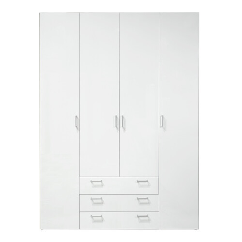 Wardrobe - 4 Doors 3 Drawers in White 1