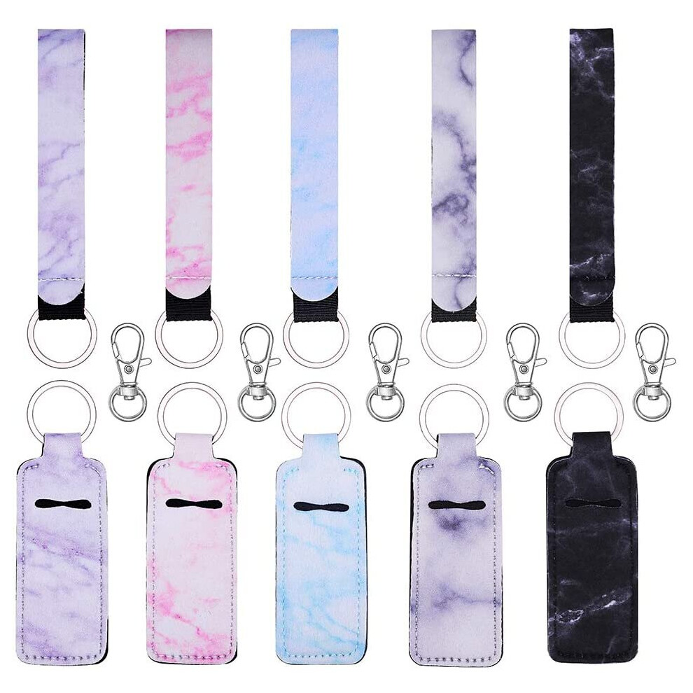 Brand: Honglang 5/10 Pairs Vibrant Chapstick Holder Keychains, Neoprene Lipstick Holder Keychain Protective Cases With Wri