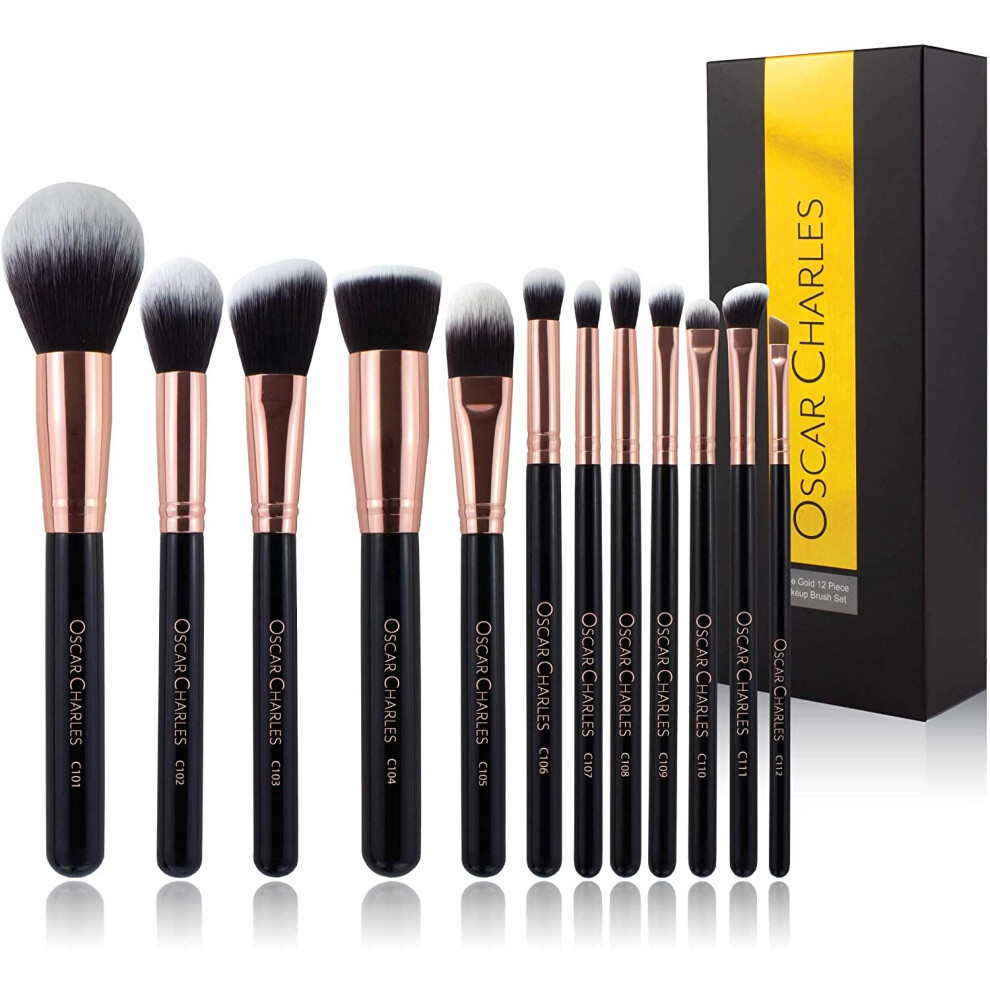 Oscar Charles Multicoloured 12-Piece Professional Makeup Brush Set - Rose Gold