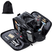 Water-Resistant Leather Toiletry Bag for Men Large Travel Wash Bag Shaving Dopp Kit Bathroom Gym Toiletrie