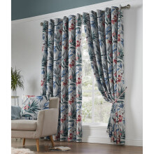 (90" x 108") fuschia floral blackout eyelet curtains