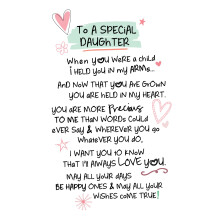 Special Daughter Inspired Words Greeting Card Blank Inside
