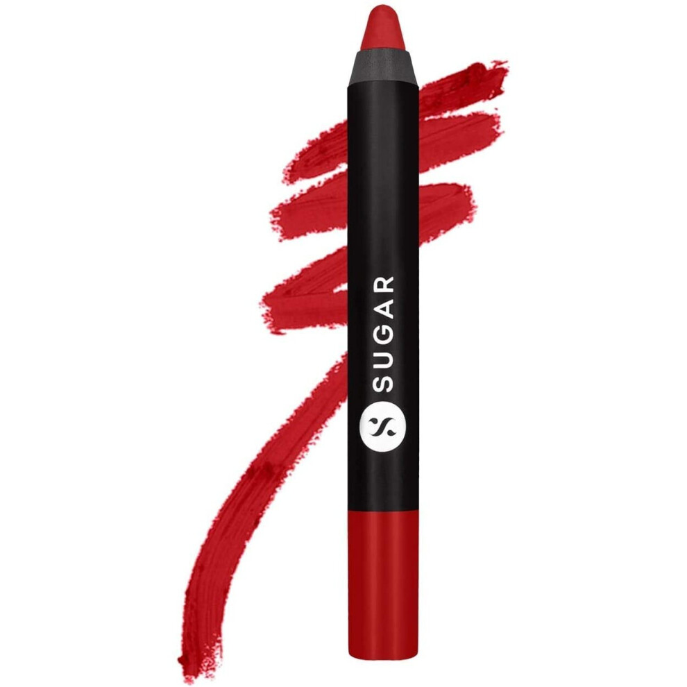 Sugar Cosmetics Red Matte As Hell Crayon Lipstick - 01 Scarlett O'hara (Red) With Sharpener Highly Pigmented,