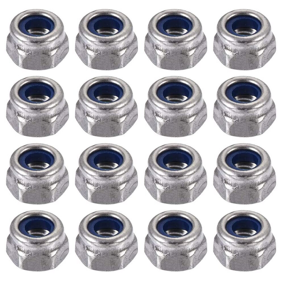 Sourcingmap 100 Pieces Stainless Steel 304Hc Hex Nylock Nyloc Nut M4 A2-70