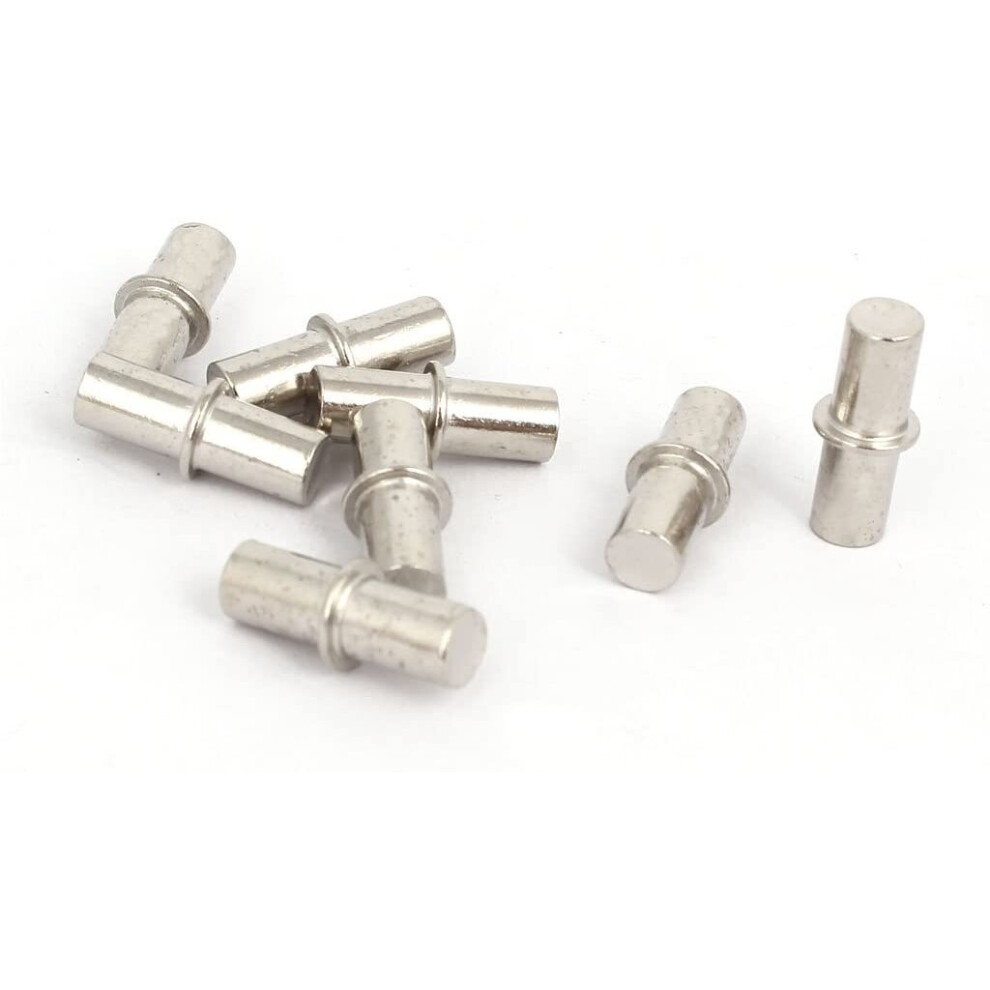sourcingmapÂ Cabinet Wardrobe 6mmx19mm Shelf Support Pins Studs Pegs Silver Tone 8pcs