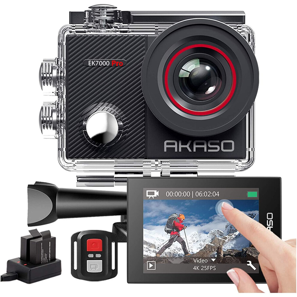 AKASO EK7000 Pro 4K Action Camera with Touch Screen EIS Adjustable View Angle 40m Waterproof Camera Remote