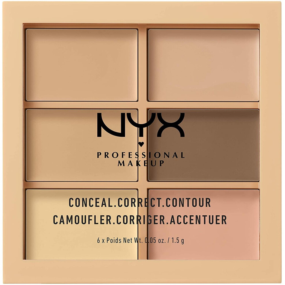 NYX Professional Makeup Conceal, Correct, Contour Palette, Six Shades, Cream Texture, Undertones, Shade: L