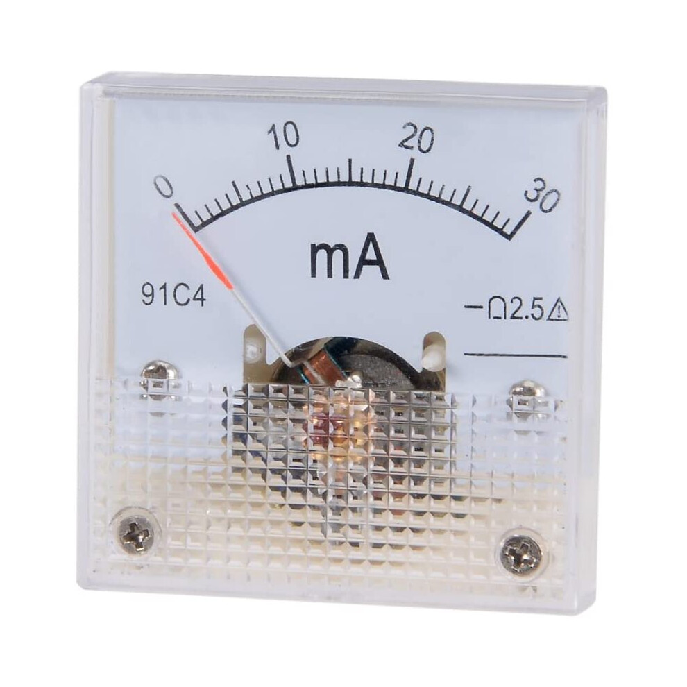 Sourcingmap Analog Current Panel Meter Dc 0-30Ma 91C4 Ammeter For Circuit Testing Charging Battery Ampere Size 1