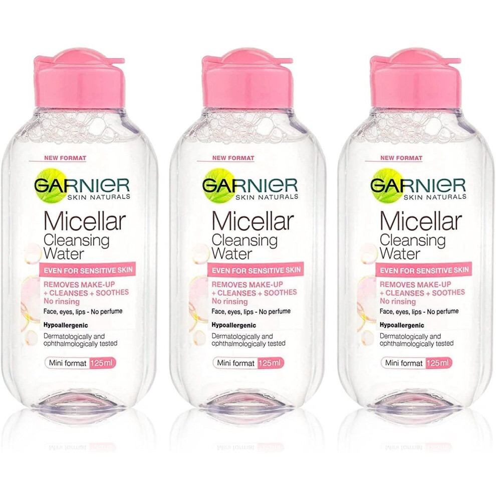 3x Garnier MICELLAR Cleansing Water Hypoallergenic Sensitive Skin 125ml