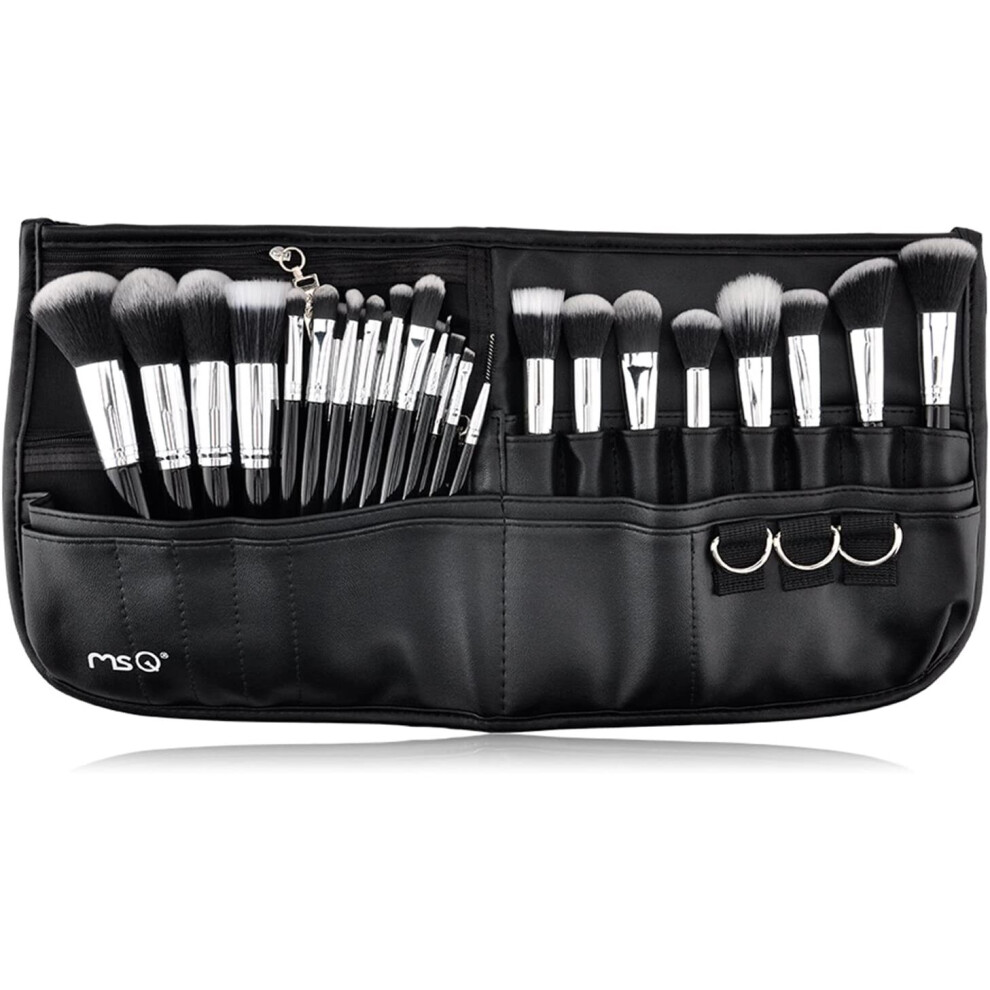 Msq Multicoloured Makeup Brushes Set 29Pcs Professional Cosmetics Brushes With Belt Waist Makeup Bag (Foundation, Powder