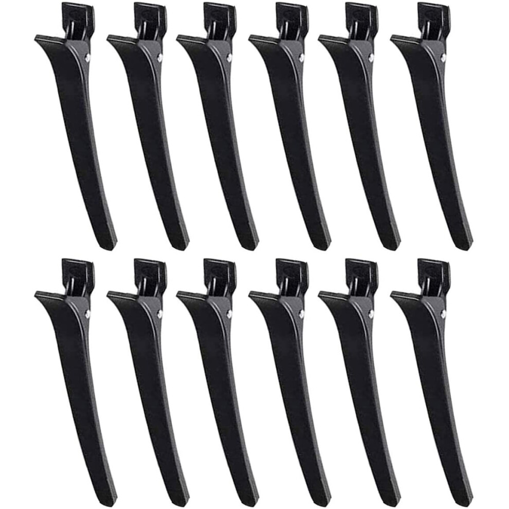 12 Pcs Sectioning Clips Hair Sectioning Clip Clamps Black Alligator Plastic Hairdresser Clips for Hairdres