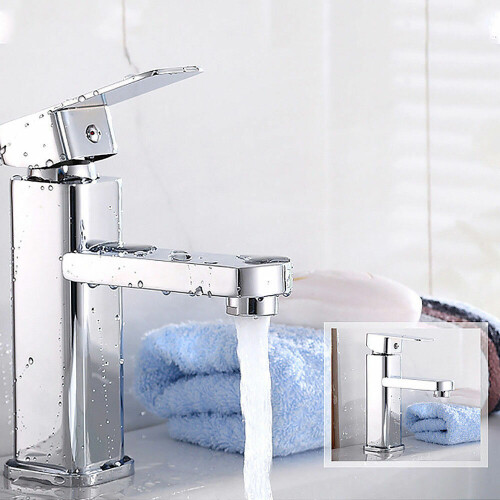 Square Basin Mixer Tap Faucet Chrome Brass Single Handle 1