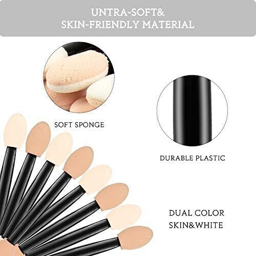 Eyeshadow Applicators,MORGLES Eyeshadow Brush Sponge Applicator 50pcs Disposable Eyeshadow Brush Eyeshadow 2