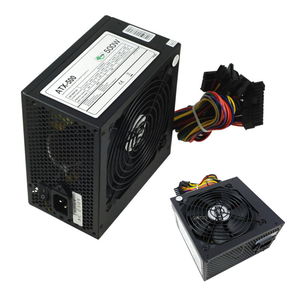 12CM Silent Fan PC Power Supply Computer PSU 500 Watt SATA 24 Pin Fans