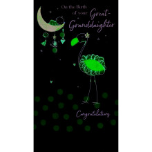Birth of Your Great Granddaughter Greeting Card Hand-Finished Champagne Cards